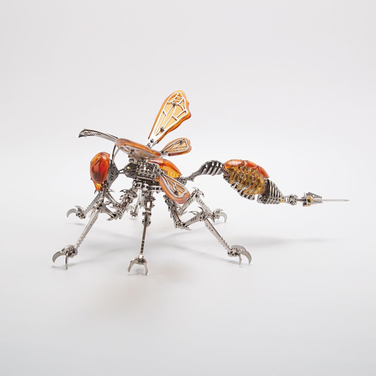 3D Metall Bausatz Mechanische Wespe mit LED-Beleuchtung, DIY Steampunk Insektenmodell, Geschenk für Modellbau-Hobbyisten (420+ Teile)