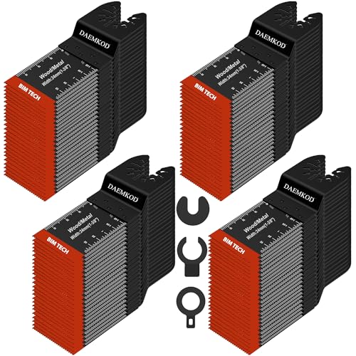 DAEMKOD 100 Pack Bi-Metal Oscillating Saw Blades Metal Cutting, 34MM Multitool Blades for Hard Wood Plastic, Multi Tool Blades Kits for Oscillating Tool Accessories