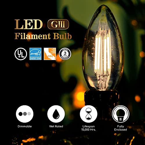 Euri Lighting Vb10-3050Cec-4, 4-Pack Dimmable Led B10 Filament, 5.5W (50W Equiv) 500Lm, 90+ Cri, Cool White (5000K) E12, 120V, Wet Rated, Ul, E-Star, Cec, Ja8, Ca Compliant 3Yr 15K Hr Wty #TOP1