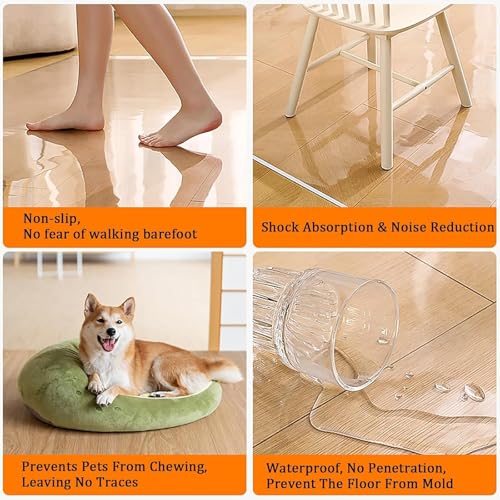 Protector de alfombra transparente y mantel de plástico impermeable para hogar y oficina 7