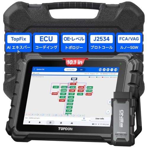 TOPDON ONE OBD2�f�f�@�AECU�R�[�f�B���O�A50+���ꃊ�Z�b�g�@�\�A�A�N�e�B�u�e�X�g�ATopFix AI�ɂ��t���V�X�e���X�L�����A�S�ԑΉ�OE�g�|���W�[�}�b�s���O�f�f�@�A���{��Ή�