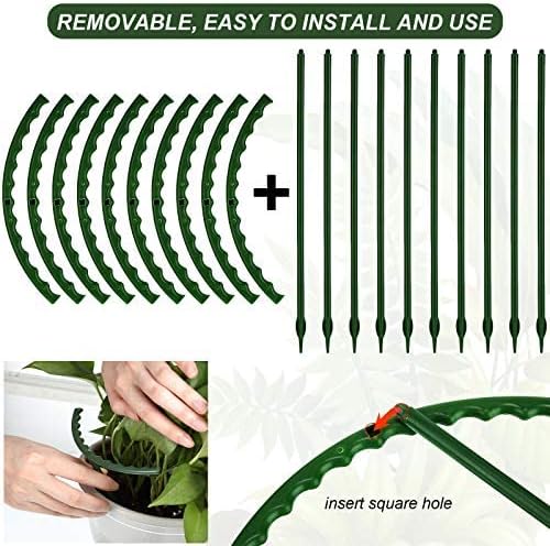 Garden Plant Support Stake Plastic Half Round Plant Support Ring Plant Cage Holder Flower Pot Climbing Trellis Peony Support for Plant, Flower, Vegetable (10 Pieces,5.7 x 5.9 Inch)
