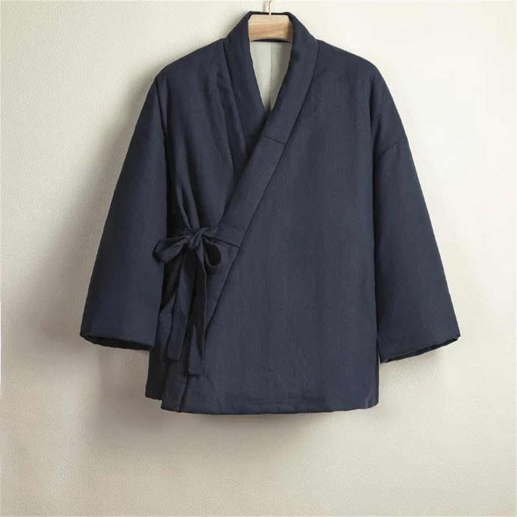 DBFBDTU Men Chinese Cotton Padded Jackets Vintage Jacket Loose Thick Coat Solid Long Sleeved Uniform
