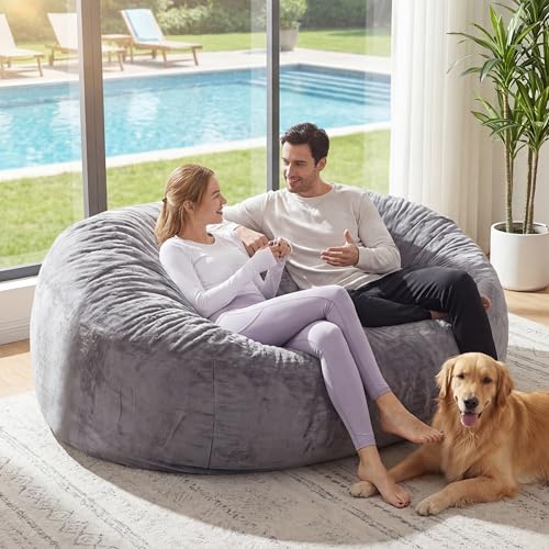 Olivia OMG Giant Bean Bag Chair with Memory Foam Filling Beanbag for Adult 8 Colors, Machine Washable Removeable Flannel Cover, Soft Cozy for Bedroom, Living Room - 3 Feet Gray by Olivia OMG - Image 6