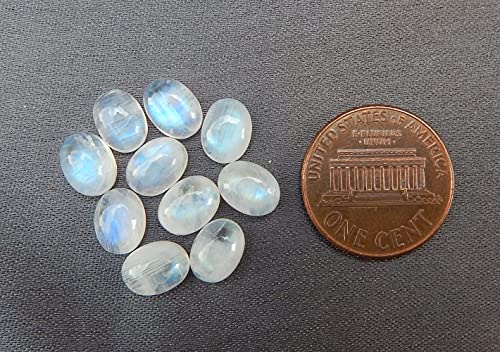 6X8Mm Oval Rainbow Moonstone Aaa Quality Natural Calibrated Cabochon Loose Gemstone 10 Pcs Box. #TOP2