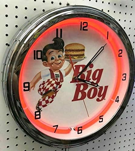 16" Bob's Big Boy Diner Neon Wall Clock Home Restaurant Decor Sign by MCA