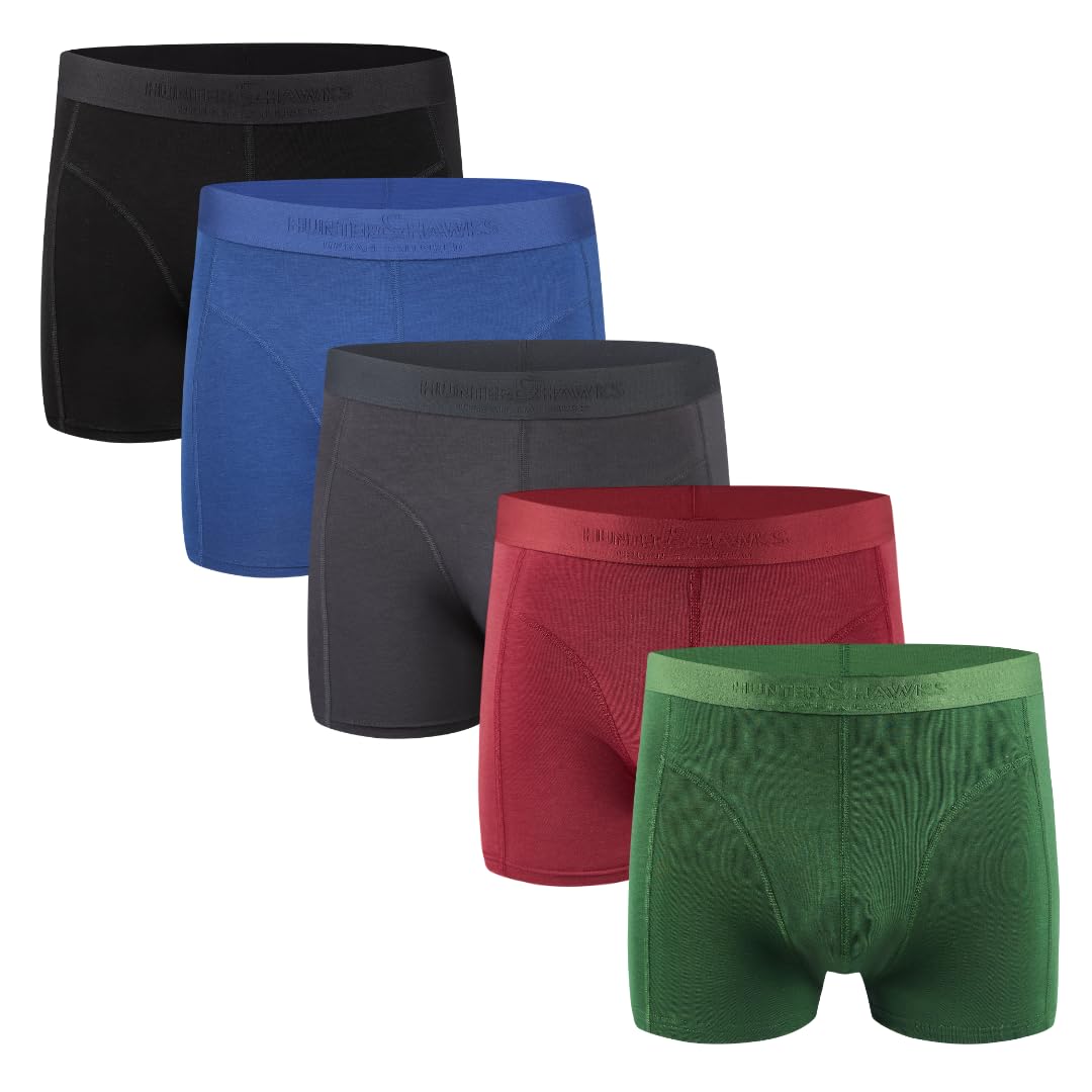 Hunter&Hawks Men's 5 Pack Bamboo Briefs, Soft, Antibacterial And Breathable Underwear, Cool Dry Mens Briefs, Perfect Fitting