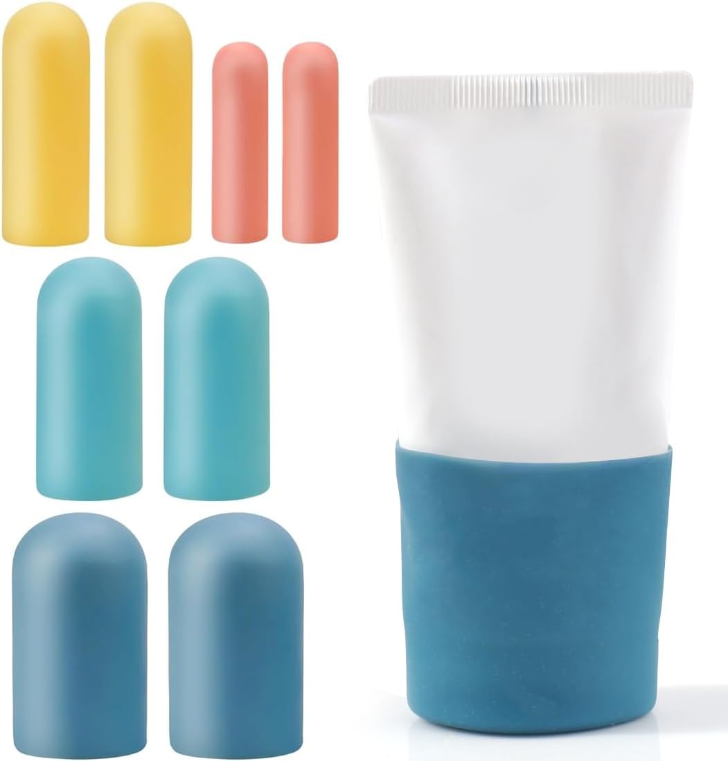 8 Pack Travel Essentials Silicone Bottle Covers, Cruise Ship Essentials, Elastic Sleeves for Shampoo Conditioner Lotion Leak-Proofing, Fit Most Size Bottles Toiletries,4 size