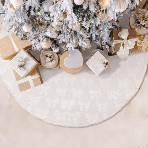Civaner 48 Inch White Christmas Tree Skirt Faux Fur with Cable Knit Vintage for 7.5 Ft Christmas Trees Decoration Thick Plush Skirt Decorations for Xmas Holiday by Civaner - Image 6