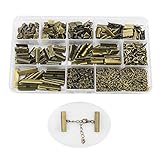 Inspirelle 100 Sets Assorted Size Bronze Ends for Ribbon Bracelet Bookmark Making Crimps Kit with Lobster Clasps and Chain Extenders