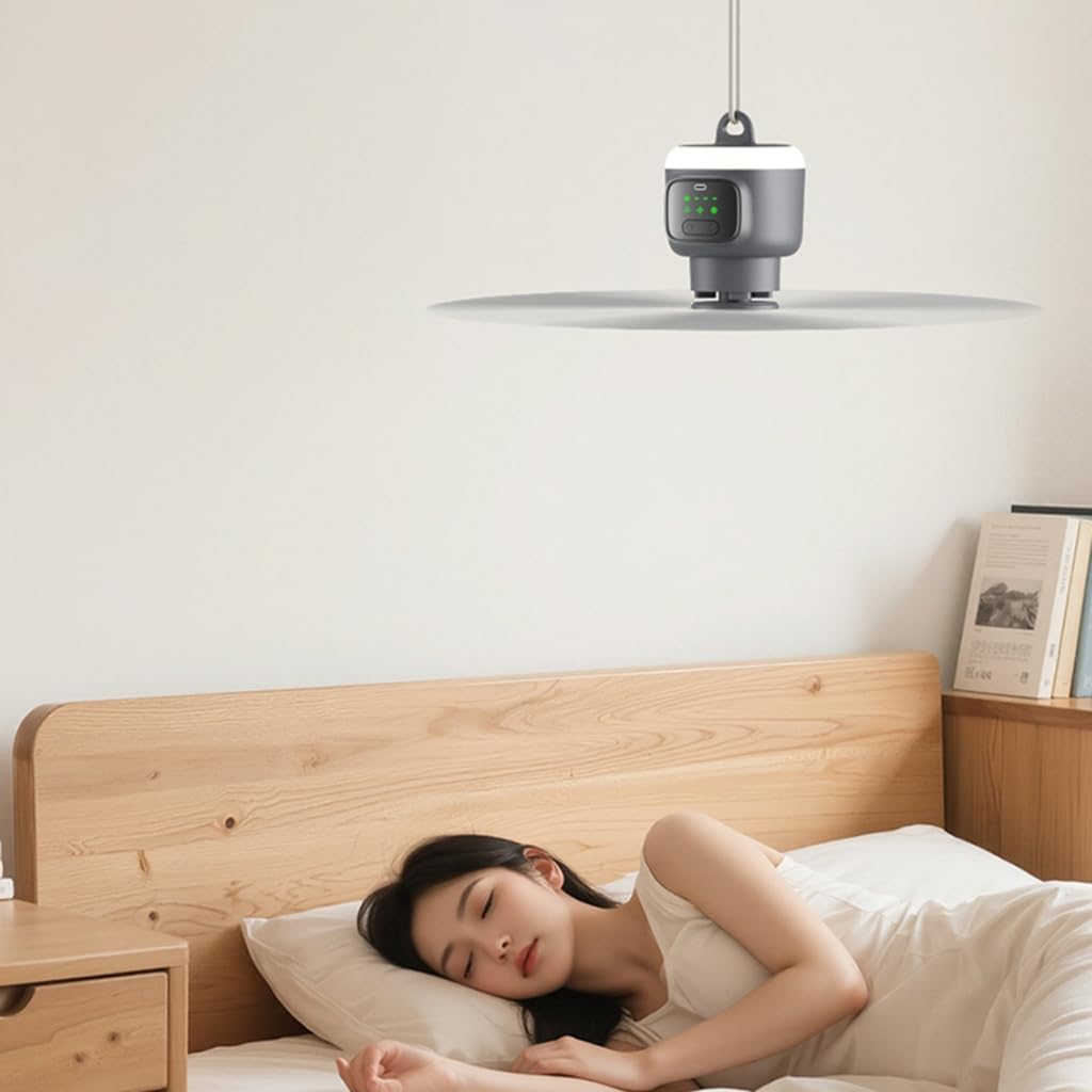 Ceiling Fan Detachable Leaves 12000mah Battery Remote Control Adjustable Lighting For Camping Tents Outdoor