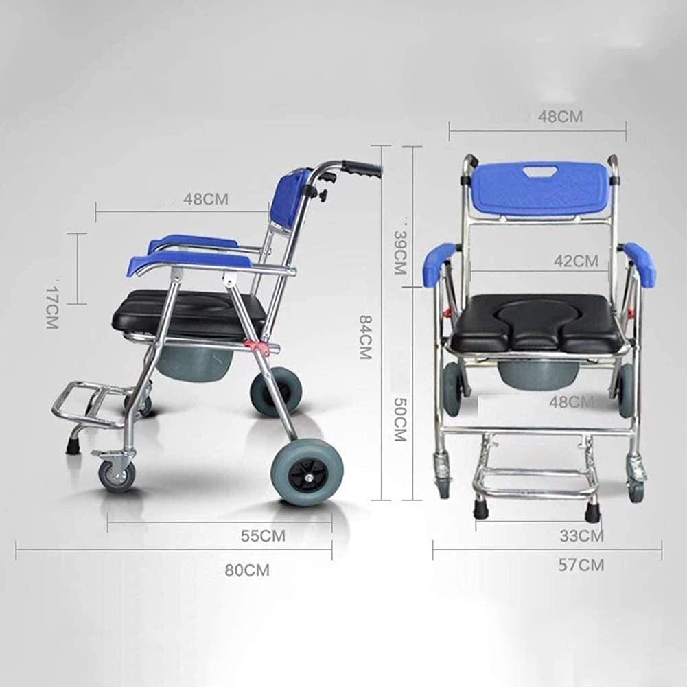 Silla De Ducha 4 En 1, Plegable, con Asiento De Inodoro, Desmontable, Ligera, Plegable, Manual, Autopropulsada, De Aleación De Aluminio (A)(A)