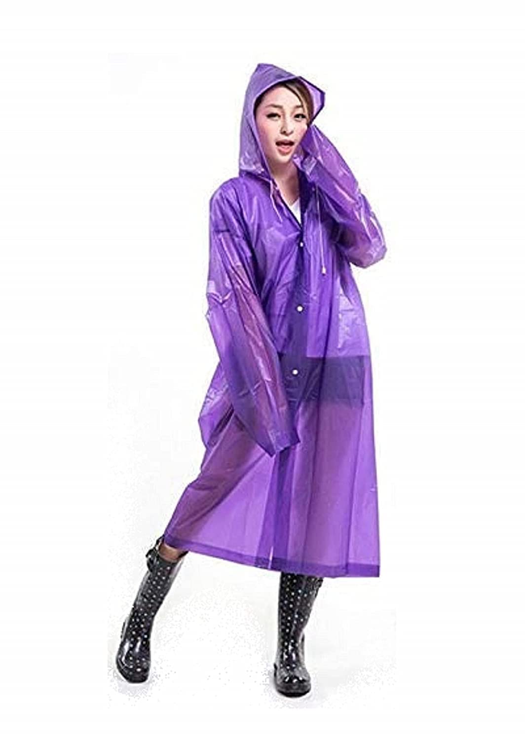 ogimi - ohh Give meRain Coat for Women Waterproof EVA Transparent Hooded Outdoor Water Resistant Portable Raincoat Suit for Unisex Men and Women (Free Size)