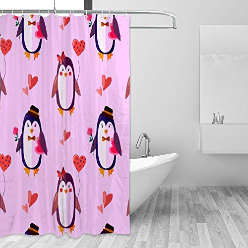 Rideau de douche polyester imperméable lavable motif pingouin - 5
