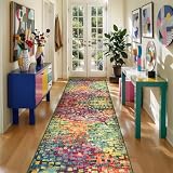 Colorful Abstract 2x6 Washable Runner Rug, Modern Non Slip Runner Rugs