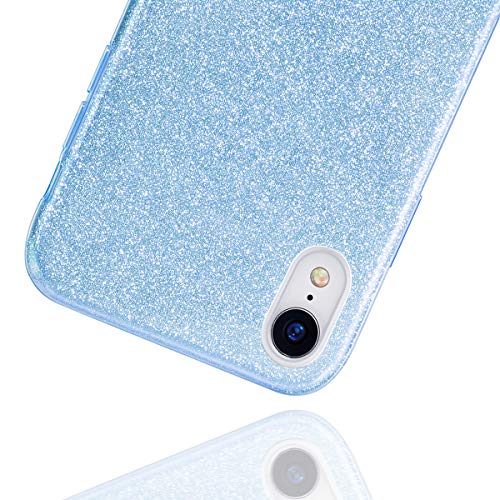 Milprox Glitter Case For Iphone Xr 6.1", Shiny Sparkle Bling, 3 Layer Hybrid Protective Soft Caselue #TOP4