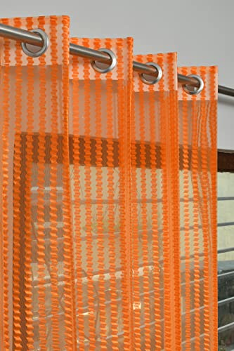 Image of HOME UTSAV 1 Piece Sheer Premium Tissue Net Polyester Curtains for Window 5 Feet, Orange
