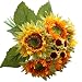 Produktbild happy event Unechte Blumen | 5 Köpfe Sonnenblume Künstliche Deko Blumen Gefälschte Blumen | Braut Hochzeitsblumenstrauß für Haus Garten Party Blumenschmuck