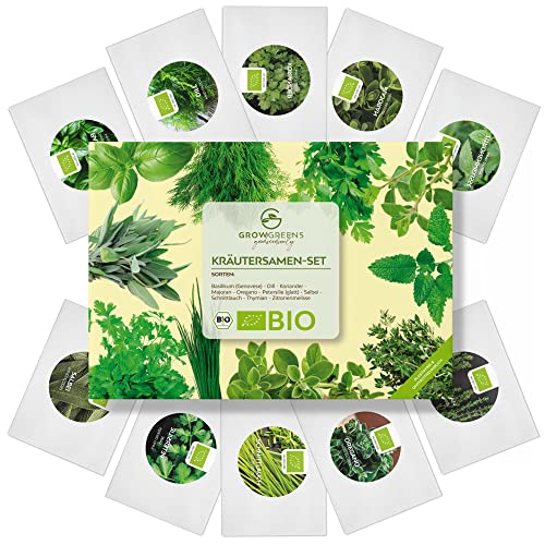 BIO Kit de graines d'herbes aromatiques à planter - Set d'herbes aromatiques à faire pousser de culture biologique idéal pour le jardin aromatique… (Set de 10 herbes)