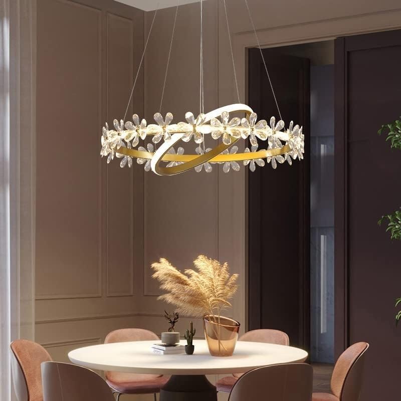 Lampes suspendues modernes LED lustre cristal fleur plafonnier salon chambre fille contemporain