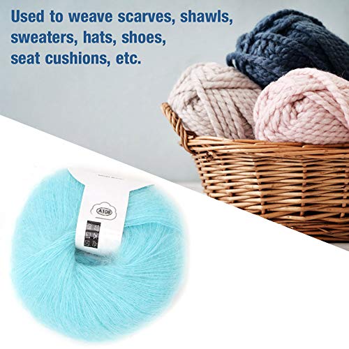 Image of Popular Soft Mohair Knitting Angora Wool Yarn For Diy Knitting (With A Crochet)(07 Water Blue)