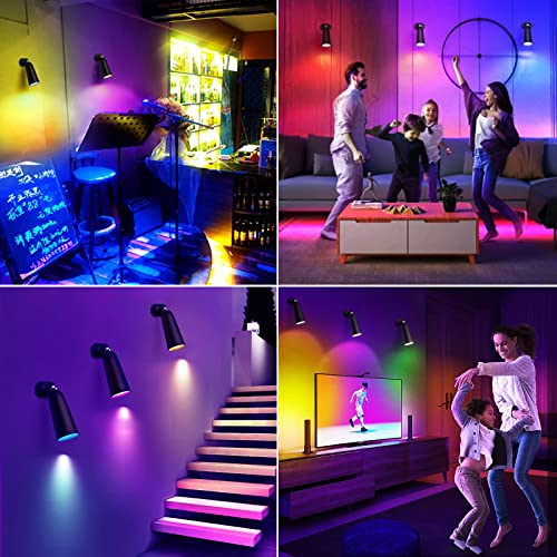 Led Wall Sconces, Smart Rgb Wall Mounted Lamps With 3 Ambience Modes & 360°Rotate & Stepless Dimming, App & Touch Control, Wireless Wall Lights With Rechargeable Battery For Indoor/Outdoor Lighting #TOP1