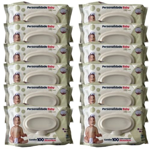 12 Pacotes Lenço Umedecido Personalidade C/Tampa Baby C/100