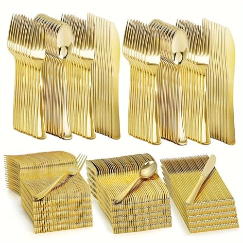 75 Stück Plastikbesteck,Wiederverwendbar Party Besteck Plastik,Plastiklöffel,PlastikLöffel,Plastik Messer,Robustes Kunststoffbesteck,Besteck für...