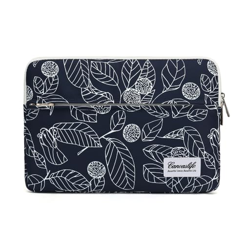 canvaslife Waterproof Pattern Laptop Sleeve 15 Inch 15 Case and 15.6 Laptop Bag(Blue Leaves)