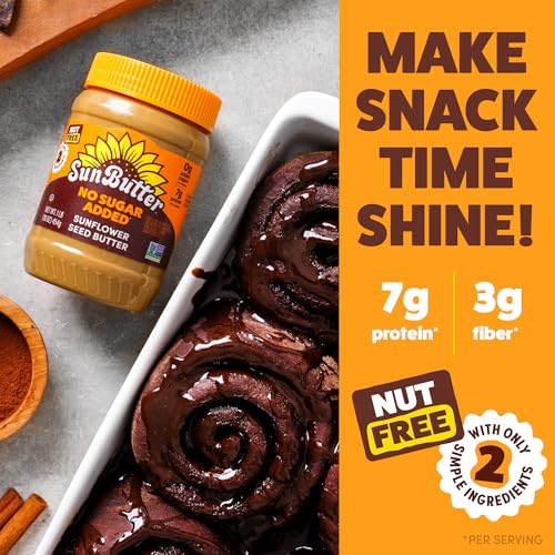 Image of SunButter No Sugar Added Sunflower Seed Butter, 16 oz Nut-Free Spread with 7g Plant-Based Protein, Roasted Rich & Savory Flavor, Smooth Texture | Vegan, Kosher & Non-GMO