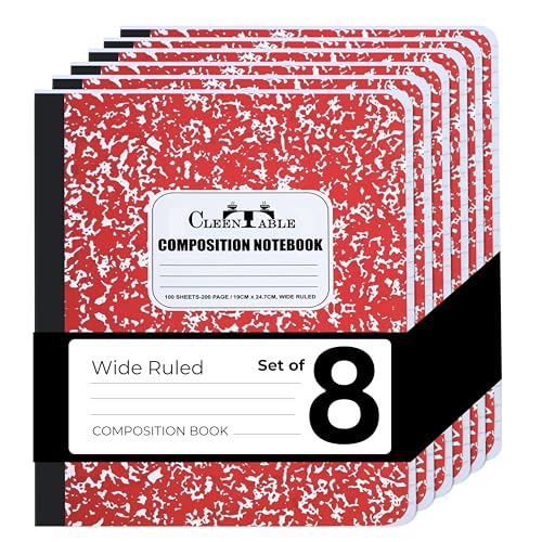 Carnets de composition CLEENTABLE couverture marbrée rouge 200 pages lignées
