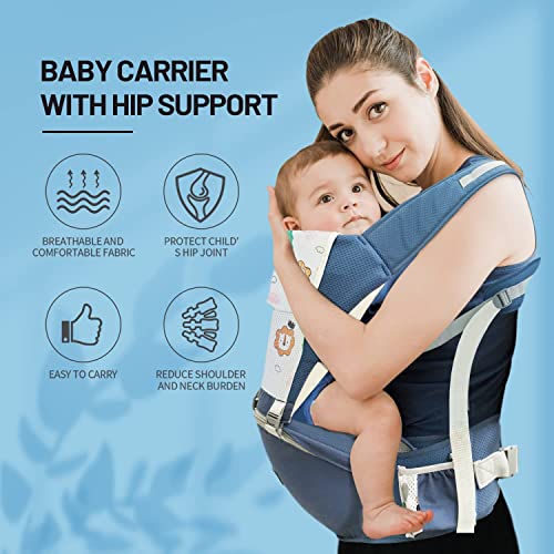 Baby Carrier Waist Stool Hip Seat For Newborn To Toddler With Adjustable Strap, Storage Pocket And Drool Bibs, Comfort Mesh For Baby 4-20 Kg (Blue) #TOP3