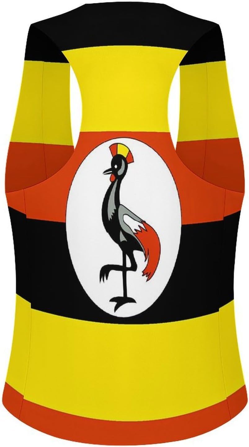 Uganda Ugandan Flag Women's Tuxedo Waistcoat Suit Vest | 3 Button V-Neck Slim Fit Casual Sleeveless Top