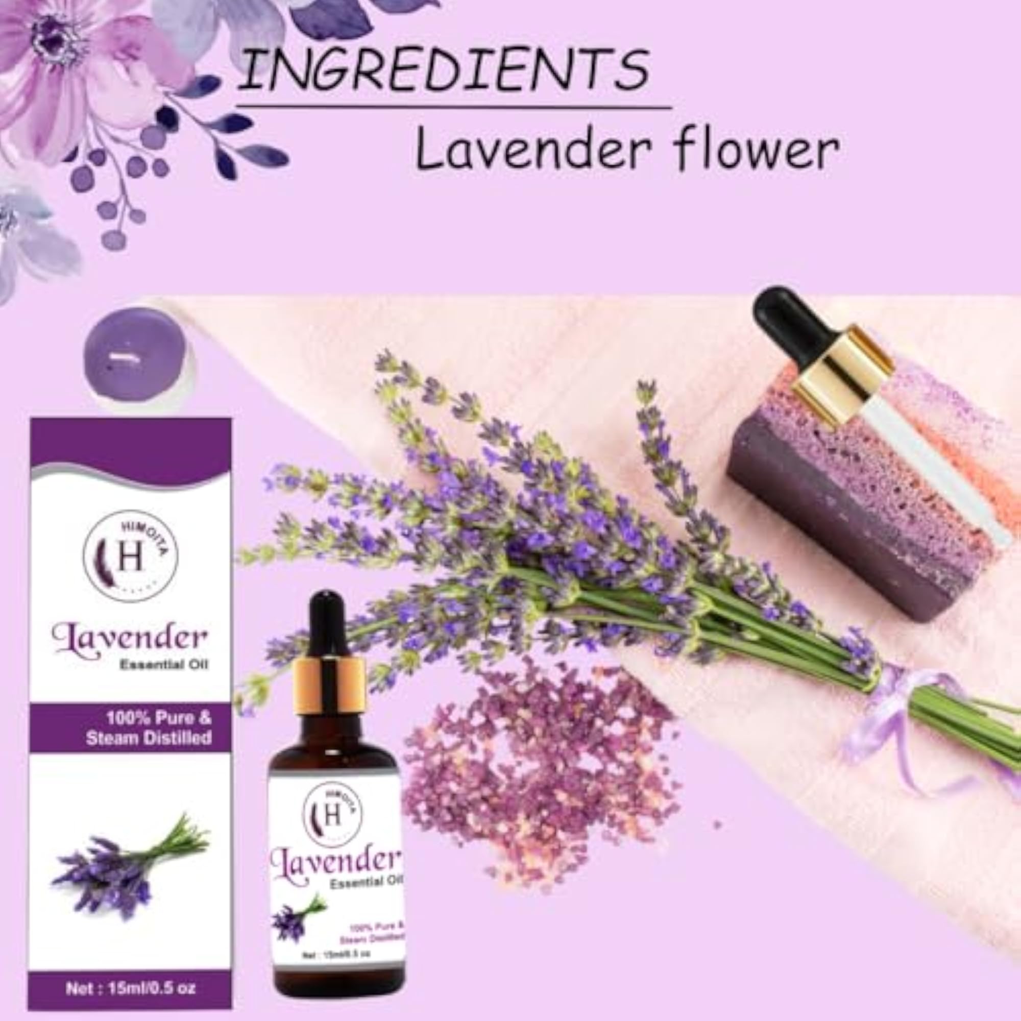 Lavender Essential Oil, 100% Pure & Natural, 15 ml