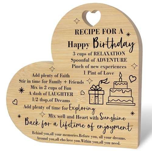 Happy Birthday Table Cutting Board, 9.8x9.8 Inch Heart Shaped Chopping Board, Best Friend Birthday Gifts for Women Bestie Sister, Unique Friendship Idea Kitchen Decoration-A09