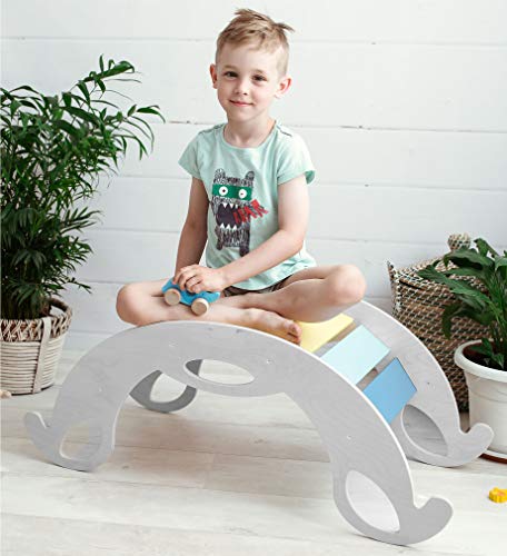 Nobsi Kleinkind Klettergerüst - Handgemachte Holzwippe zum Klettern | Kletterbogen für Kinder | Handgemachte Holzwippe… – Bild 4