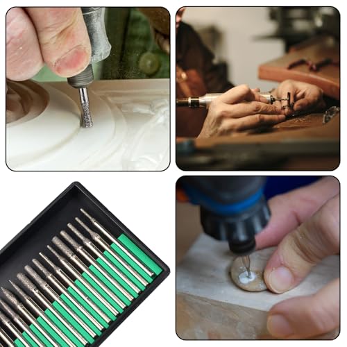 30 Stück Diamant Fräser Set,Schaft 1/8 Zoll,Schleifstift,Mini Fräser,Schleifaufsätze,Diamantfräser Schleifstifte Entgrater,für Stein,Glas,Keramik,Schnitzen,Schleifen,Polieren,Gravieren,Bohren