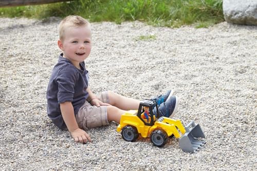 Lena 04412 - Truxx Schaufellader, ca. 37 cm und Spielfigur, Blau, Silber