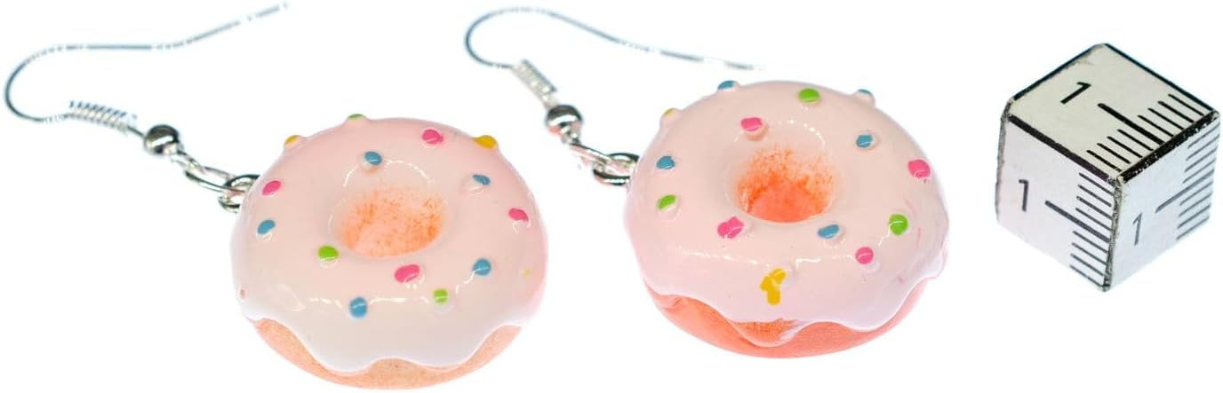 Miniblings Donut Colorful Pearl Earrings Pink - Handmade Fashion Jewelry I Glaze Sprinkles Donuts Cake Candy Fast Food USA Hanger - Earring