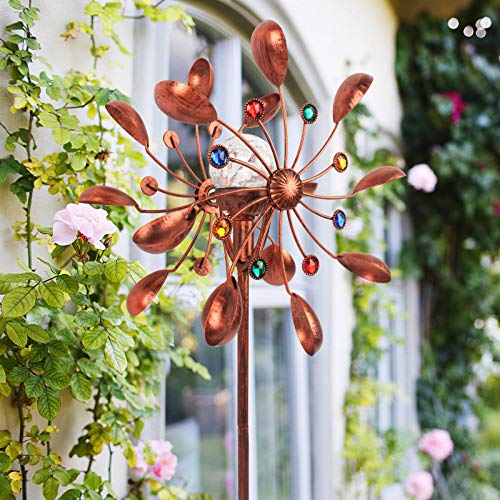 Botindo Solar Wind Spinner 75 Inch Easy Spinning Kinetic Metal Wind Catchers Spinners For Outdoor Yard Patio Lawn Garden Decorations, Double Windmill Spinner Birthday Gifts For Women #TOP6