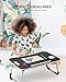 FISYOD Foldable Laptop Table, Portable Lap Desk Bed Table Tray, Laptop Stand with Cup Holder & Tablet Slot & Lifting Handle for Working Writing Drawing & Eating (Black)