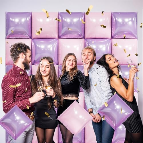 Pink and Purple Square Foil Balloon Wall,19 Inches Double Sided Chrome Square Balloons Tunnel Arch Kit for Butterfly Theme Party,Baby Shower,Wedding,Birthday Decoration by FunHot - Used condition - Image 4