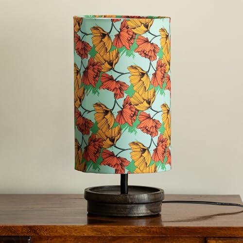 Image of ExclusiveLane 'Autumn Glow' Mango Wooden Table Lamp for Bedroom Living Room Home Decoration & Bedside Lamp Bed Lamps for Side Table Side Lamp for Bed Room (33.8 Cm, Without Bulb, Handcrafted)