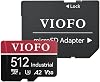 Viofo High Endurance 512GB Class 10 A2 V30 100MBs Reading 90MBs Writing Micro SD Memory Card