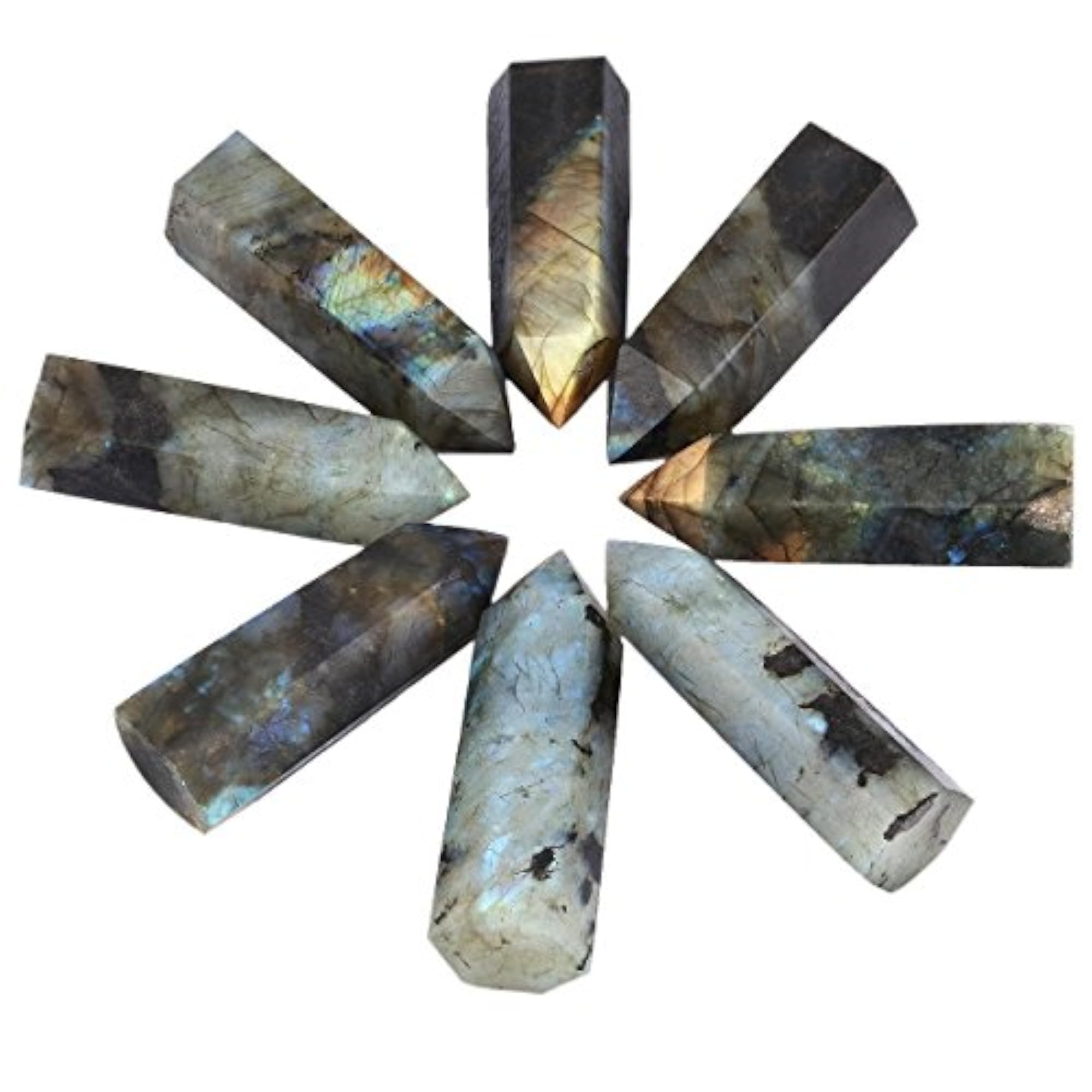 Labradorite Healing Crystal Point Faceted Prism Wand, Gift