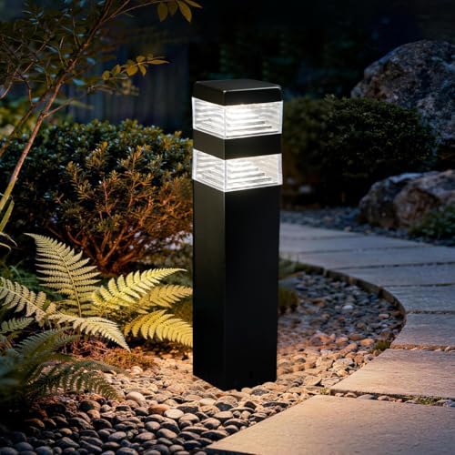 Lumihome Borne Lumineuse Extérieure Pyramide LED, 1000lm,IP44 Étanche, Hauteur 40cm, Luminaire de Jardin pour Allée, Chemin et Terrasse, Noir profond