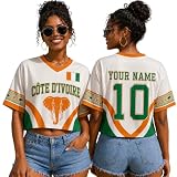 Custom Côte D'Ivoire Women Crop Top Personalized Ivorian Football Shirt Ivory Coast Womens Shirt Soccer Jersey Fan Apparel