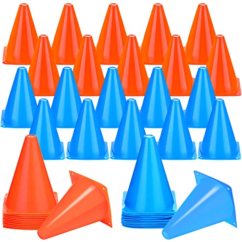 Reginary 40 Pcs Training Cones for Sports, 7 Inch, Orange, Blue