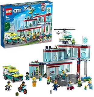 LEGO 60330 City Hospital Building Set with Ambulance Toy Truck, Rescue Helicopter, Road Plates and 12 Minifigures, gifts for 7 Plus Year Old Boys & Girls