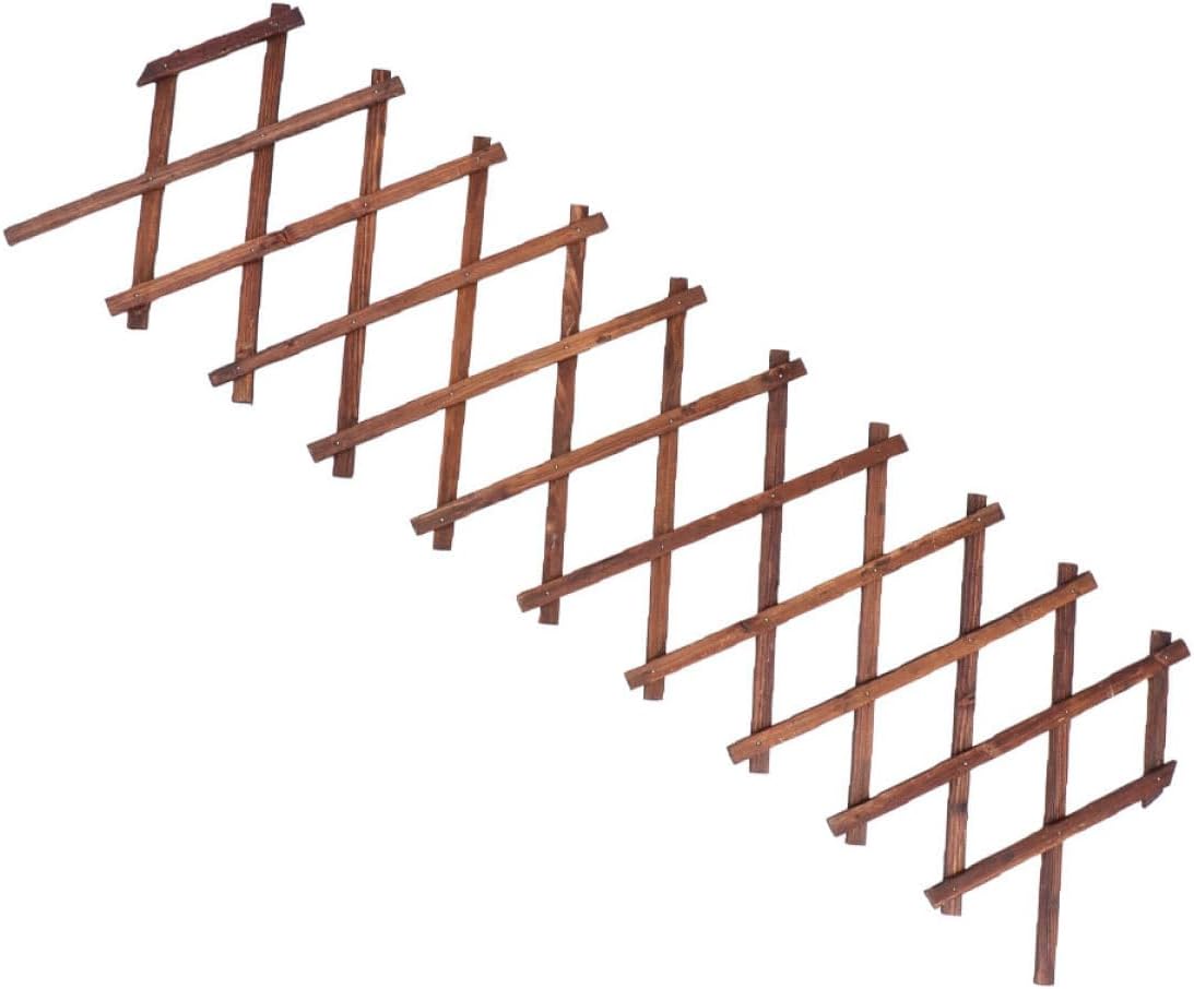 Expandable Carbonized Wood Vine Support Trellis 44cm X 22cm, 0.9cm Thick Outdoor Climbing Plant Fence for Garden and Patio